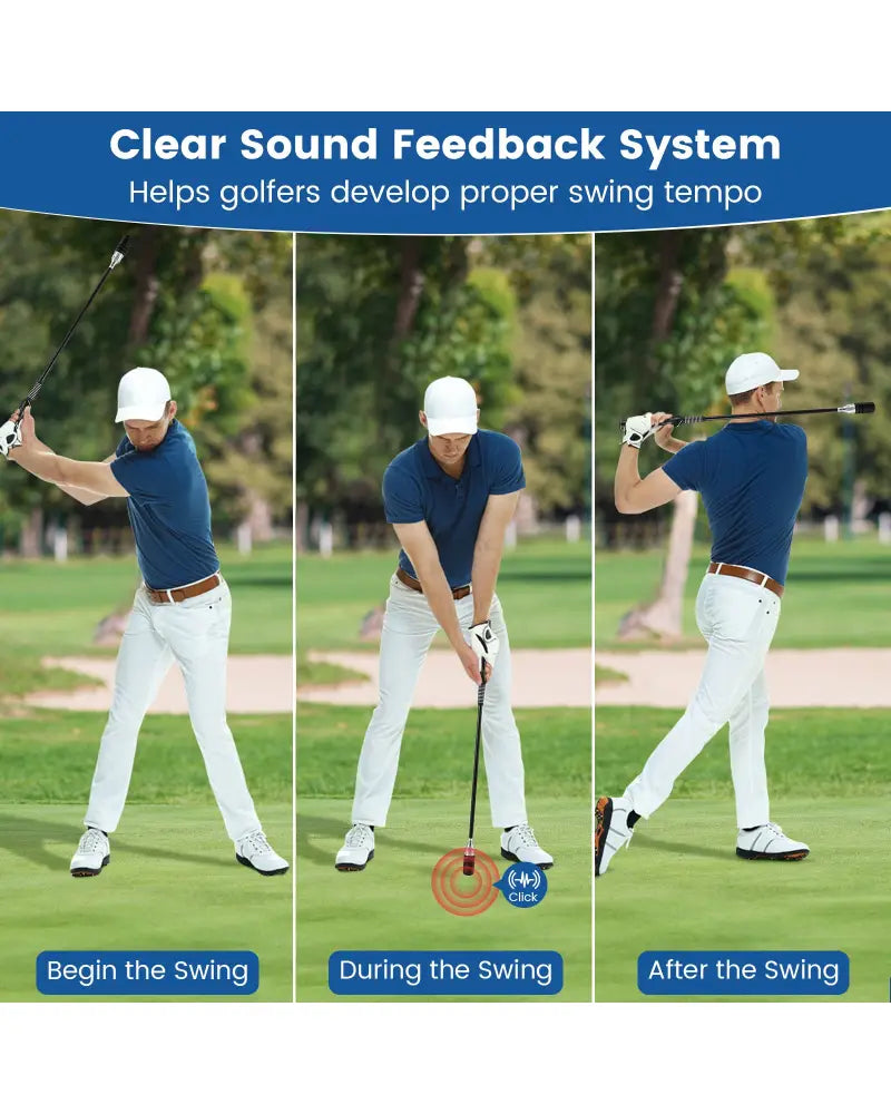 Golf Swing Trainer Click Stick Swing Training Aid for Speed Flexibility Balance-Black - Black - Golf