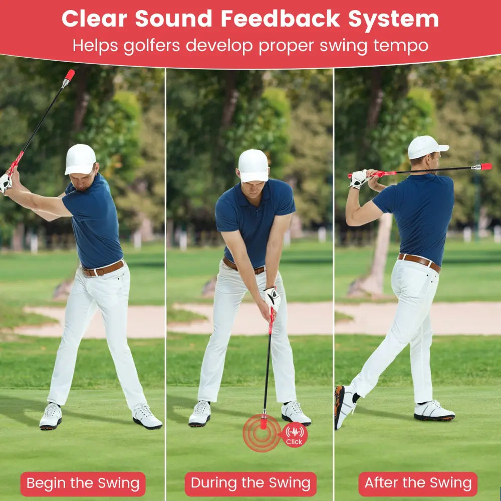 Golf Swing Trainer Click Stick Swing Training Aid for Speed Flexibility Balance-Red - Red - Golf
