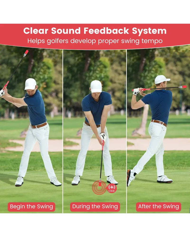 Golf Swing Trainer Click Stick Swing Training Aid for Speed Flexibility Balance-Red - Red - Golf