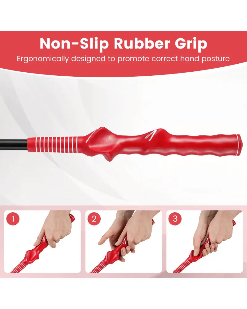 Golf Swing Trainer Click Stick Swing Training Aid for Speed Flexibility Balance-Red - Red - Golf
