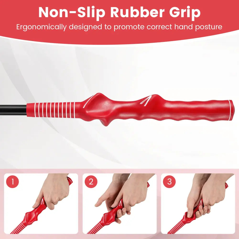 Golf Swing Trainer Click Stick Swing Training Aid for Speed Flexibility Balance-Red - Red - Golf