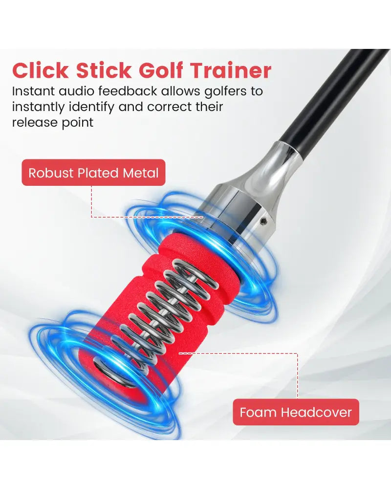 Golf Swing Trainer Click Stick Swing Training Aid for Speed Flexibility Balance-Red - Red - Golf