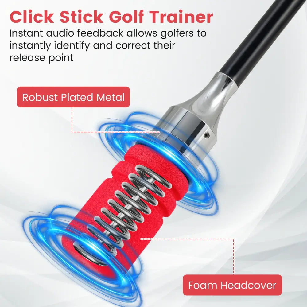 Golf Swing Trainer Click Stick Swing Training Aid for Speed Flexibility Balance-Red - Red - Golf