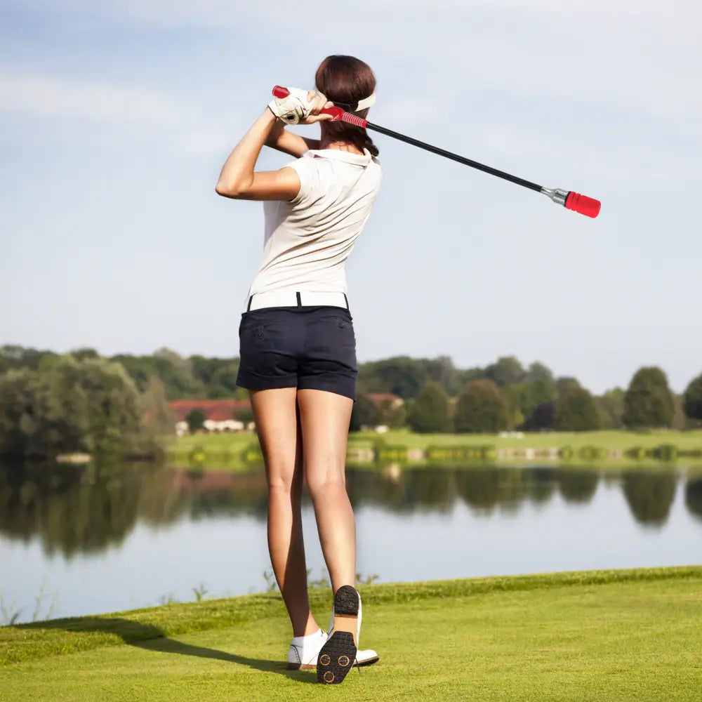 Golf Swing Trainer Click Stick Swing Training Aid for Speed Flexibility Balance-Red - Red - Golf
