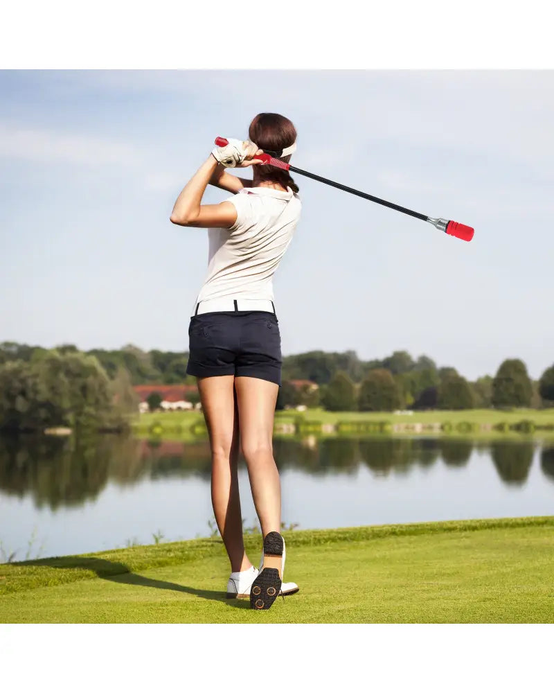 Golf Swing Trainer Click Stick Swing Training Aid for Speed Flexibility Balance-Red - Red - Golf