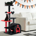 Gothic Cat Tree 53 Inch Tall Cat Tower with Cat Bed and Arch-Shaped Condo-Black - Black - Cat Trees Condos & Scratchers