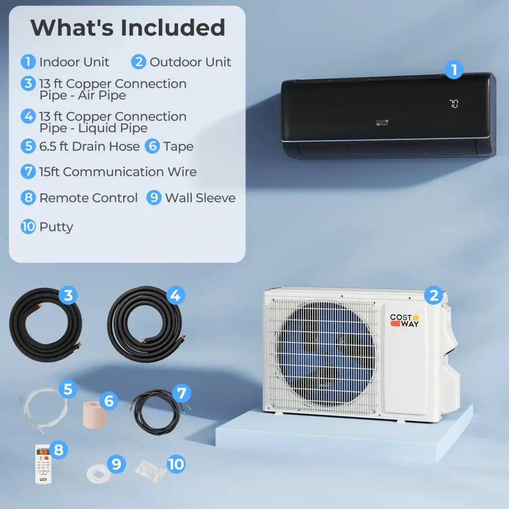 GreyVolt Series 12000 BTU 22 SEER2 115V WiFi Enabled Mini Split AC Compatible with Alexa Gray - Gray - 12000 BTU Mini
