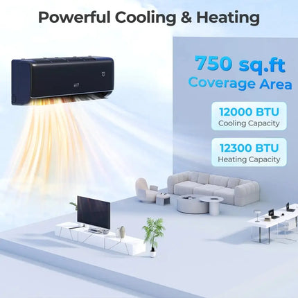 GreyVolt Series 12000 BTU 22 SEER2 115V WiFi Enabled Mini Split AC Compatible with Alexa Gray Costway
