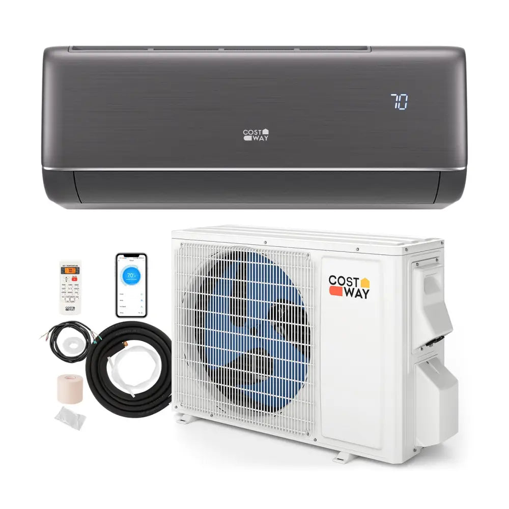 GreyVolt Series 12000 BTU 22 SEER2 115V WiFi Enabled Mini Split AC Compatible with Alexa Gray - Gray - 12000 BTU Mini