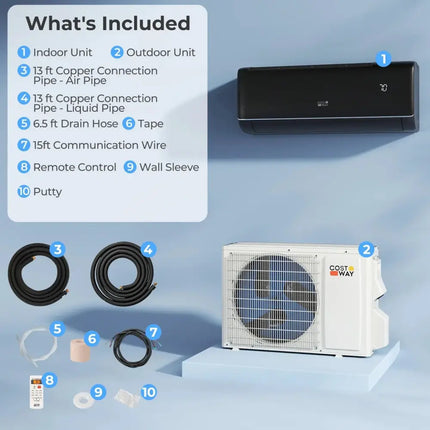 GreyVolt Series 9100 BTU 20.5 SEER2 115V WiFi Enabled Mini Split AC Compatible with Alexa Gray Costway
