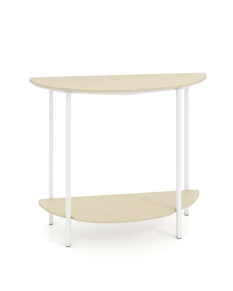 Half Moon Console Table 40 inch 2-Tier Entryway Table with Storage Shelf-Oak - Oak - Console Tables