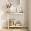 Half Moon Console Table 40 inch 2-Tier Entryway Table with Storage Shelf-Oak - Oak - Console Tables
