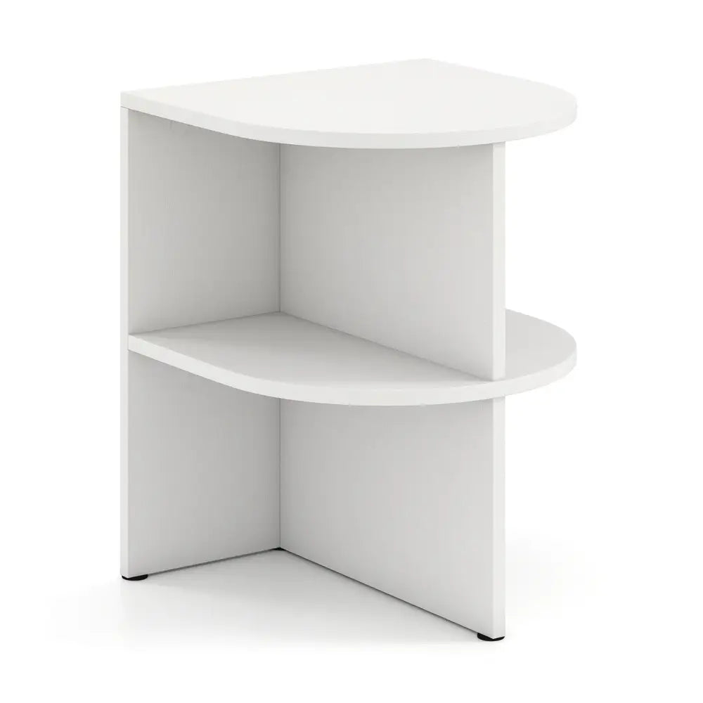 Half Round End Table with Open Shelves for Small Space-White - White - End & Side Tables