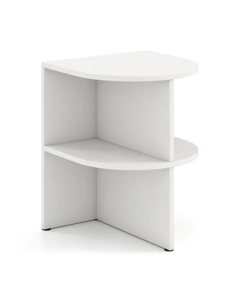 Half Round End Table with Open Shelves for Small Space-White - White - End & Side Tables