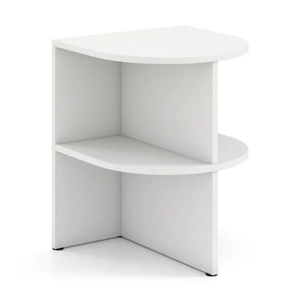 Half Round End Table with Open Shelves for Small Space-White - White - End & Side Tables