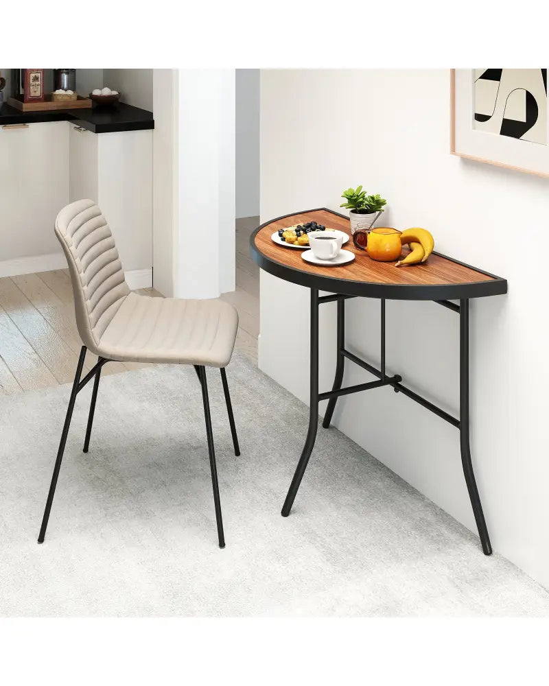 Half-Round Folding Event Table with Metal Frame - Brown - Patio Dining Tables