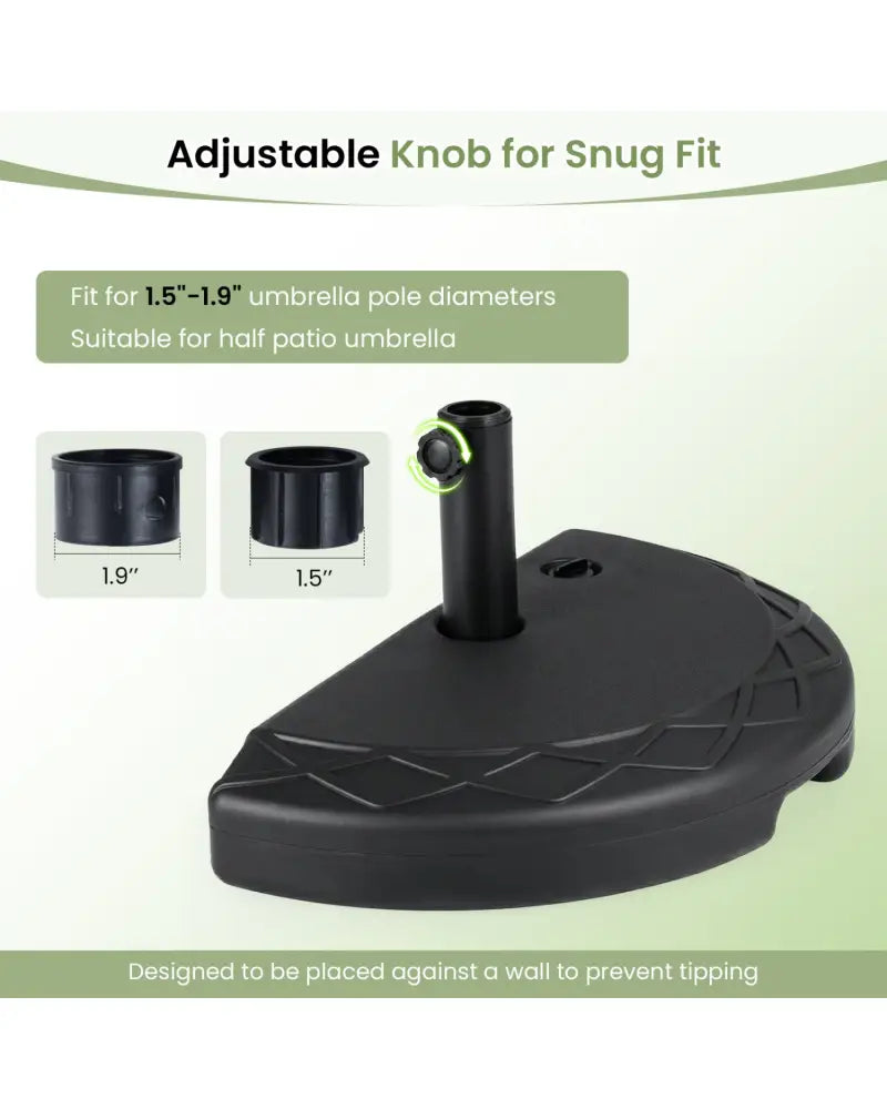 Half Round Patio Umbrella Base 44 lbs Water and Sand Fillable - Outdoor Umbrella Bases