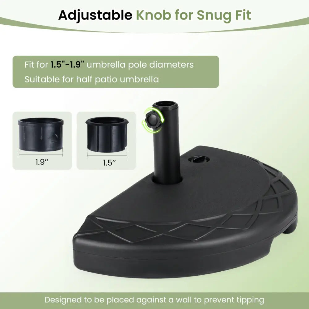 Half Round Patio Umbrella Base 44 lbs Water and Sand Fillable - Outdoor Umbrella Bases