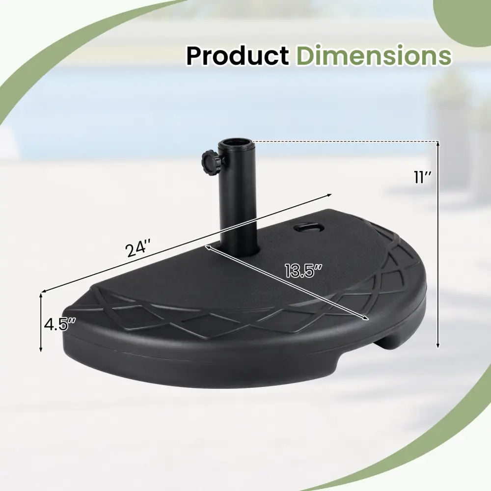 Half Round Patio Umbrella Base 44 lbs Water and Sand Fillable - Outdoor Umbrella Bases