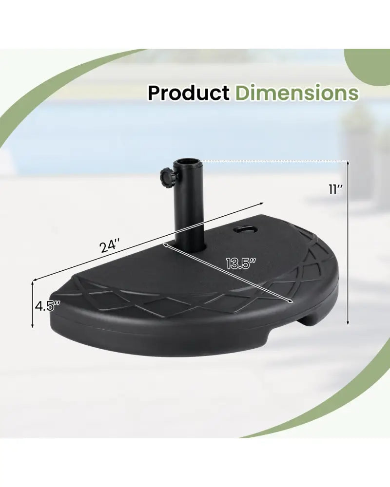 Half Round Patio Umbrella Base 44 lbs Water and Sand Fillable - Outdoor Umbrella Bases