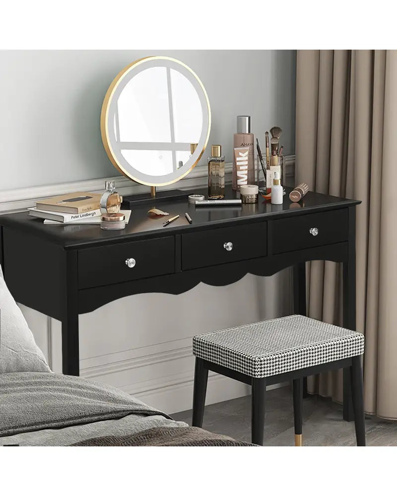 Hall table Side Table w/ 3 Drawers-Black - Black - Console Tables