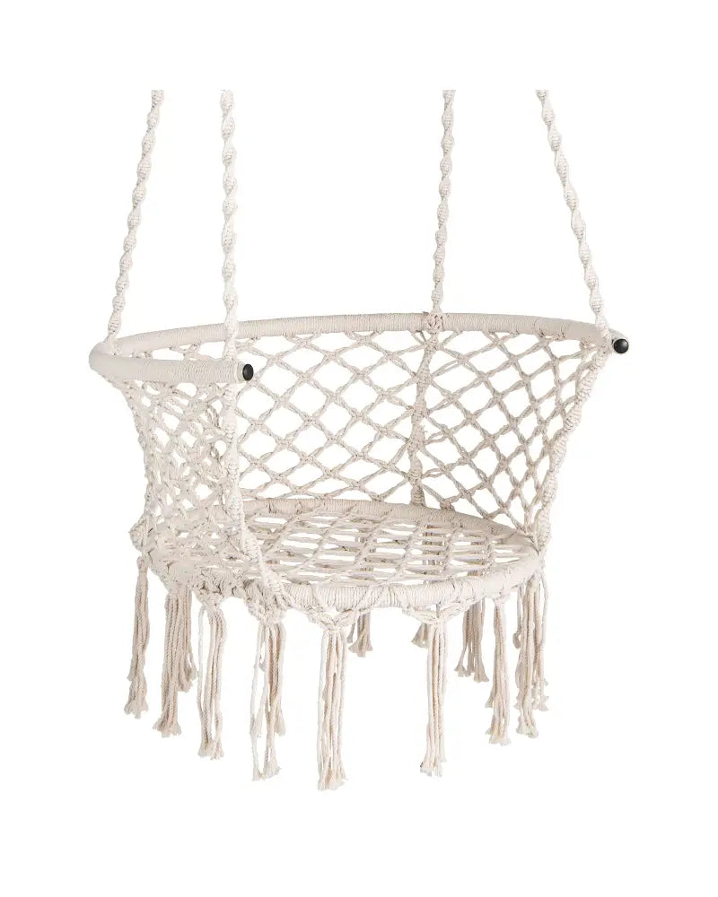 Hammock Chair Macrame Swing Hanging Cotton Rope Chair-Beige - Beige - Hammocks