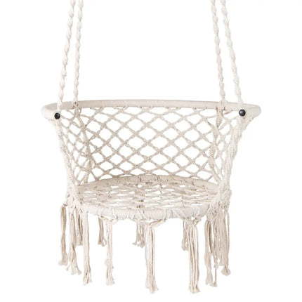 Hammock Chair Macrame Swing Hanging Cotton Rope Chair-Beige - Beige - Hammocks