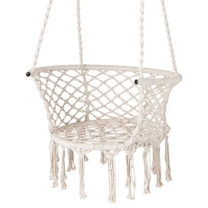 Hammock Chair Macrame Swing Hanging Cotton Rope Chair-Beige - Beige - Hammocks