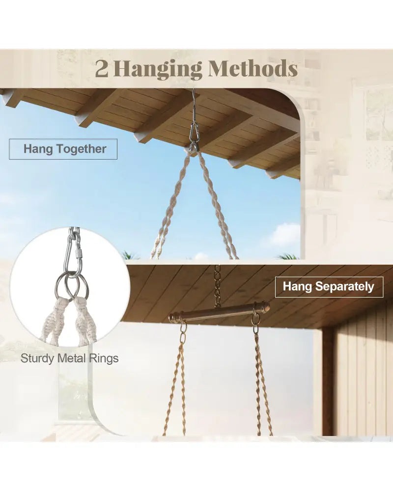 Hammock Chair Macrame Swing Hanging Cotton Rope Chair-Beige - Beige - Hammocks