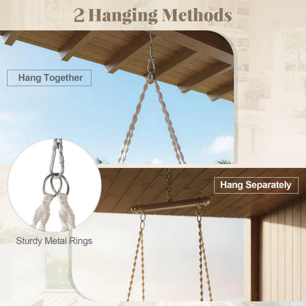 Hammock Chair Macrame Swing Hanging Cotton Rope Chair-Beige - Beige - Hammocks