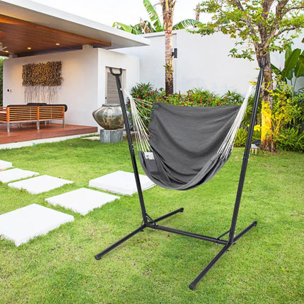 Hammock Chair with Stand 6-Position Adjustable Height and Side Pocket-Gray - Gray - Hammocks