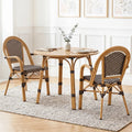 Hand-Woven PE Wicker Outdoor French Bistro Chairs Set of 2-Brown - Brown - Patio Dining Chairs