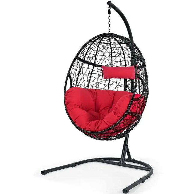 Hanging Cushioned Hammock Chair with StandRed - Oasis Home Essentials