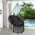 Hanging Hammock Chair with Soft Seat Cushions and Sturdy Rope Chain-Black - Black - Hammocks