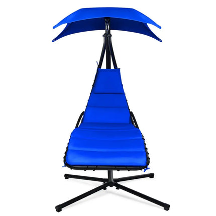 Hanging Stand Chaise Lounger Swing Chair with Pillow-Navy - Navy - Outdoor Chaise Lounges