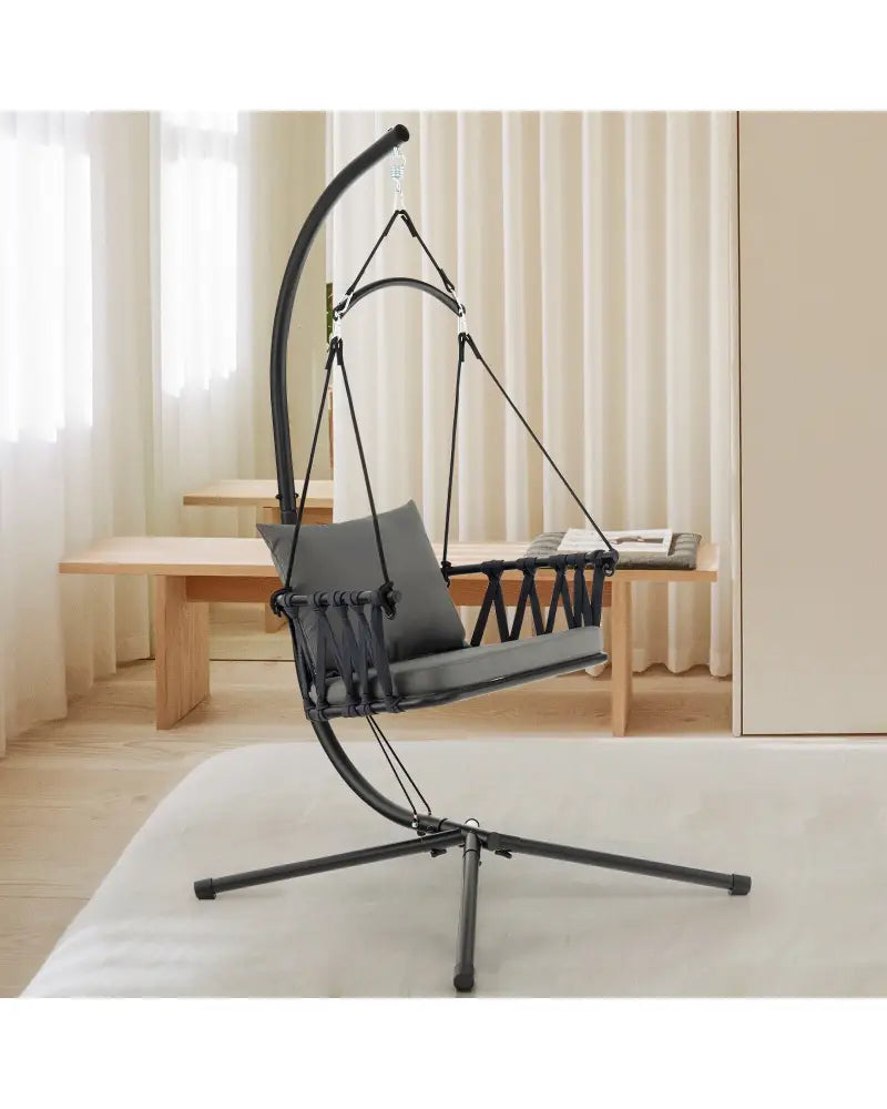 Hanging Swing Chair with Stand-Gray - Gray - Hammocks