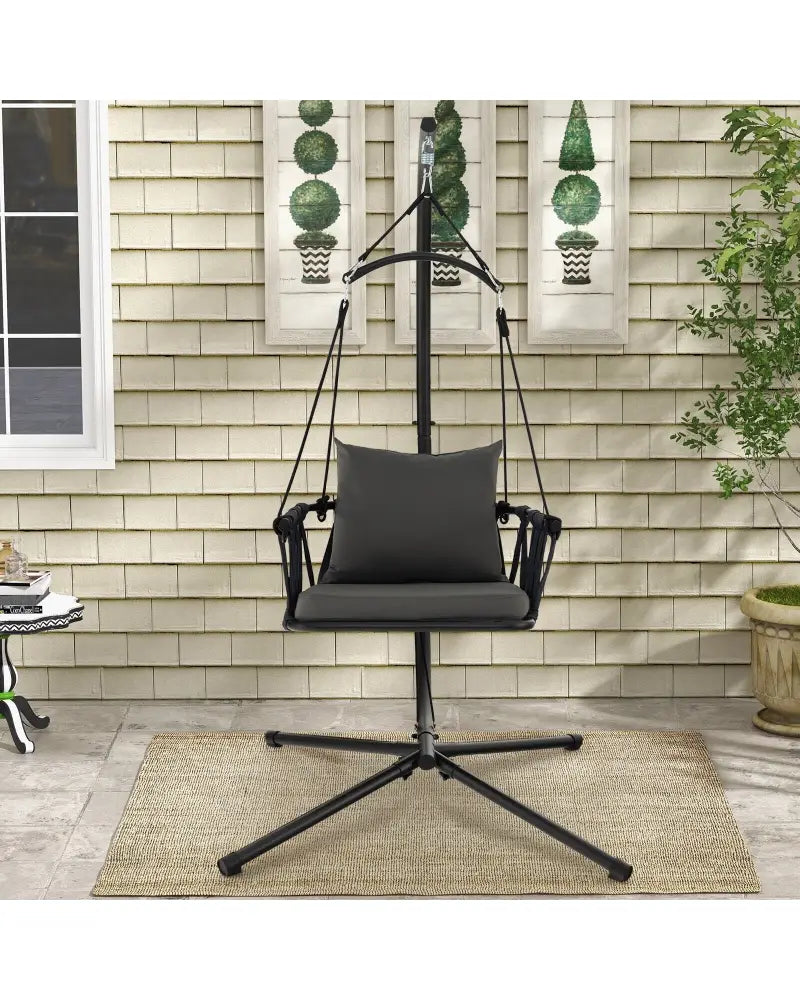 Hanging Swing Chair with Stand-Gray - Gray - Hammocks