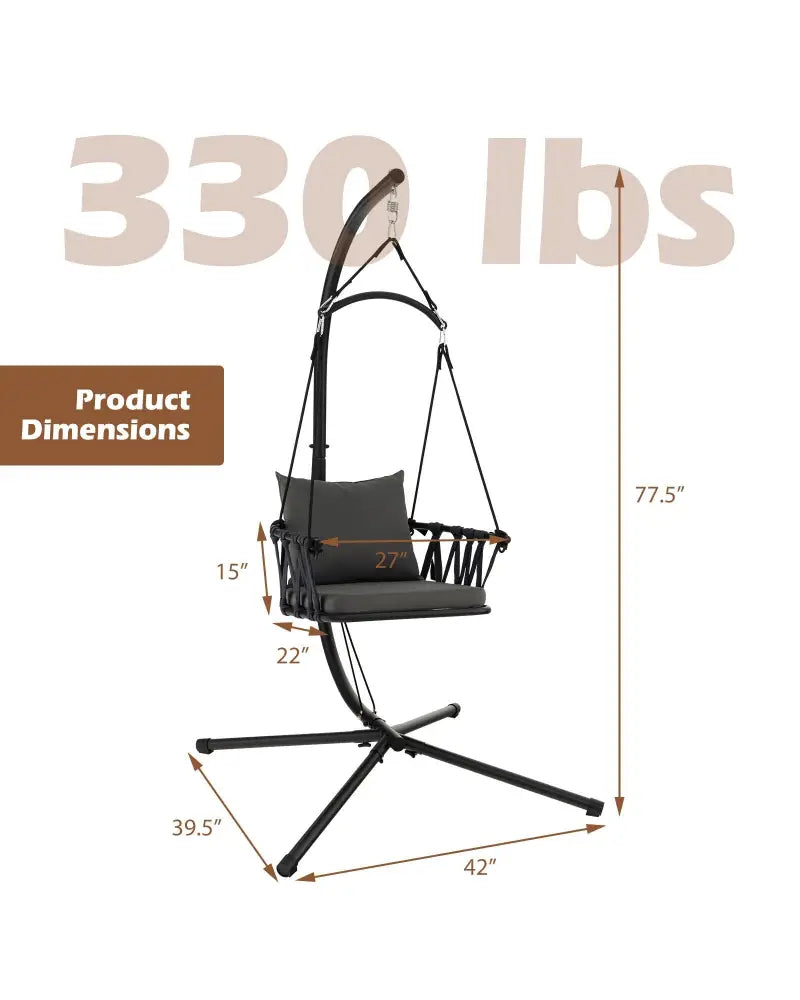 Hanging Swing Chair with Stand-Gray - Gray - Hammocks