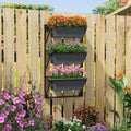 Hanging Vertical Planter Wall-mounted Adjustable with Detachable Hooks-Black - Black - Raised Garden Beds