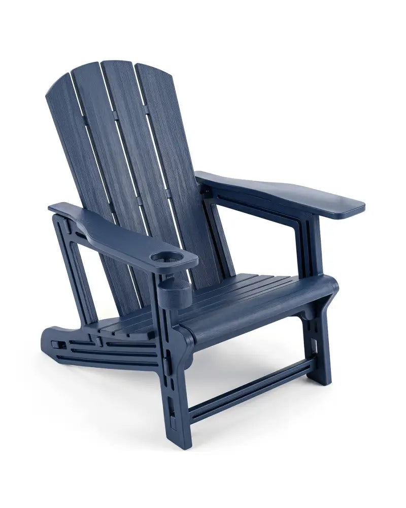 HDPE Adirondack Chairs with Realistic Wood Grain for Backyard Lawn-Blue - Blue - Adirondack Chairs