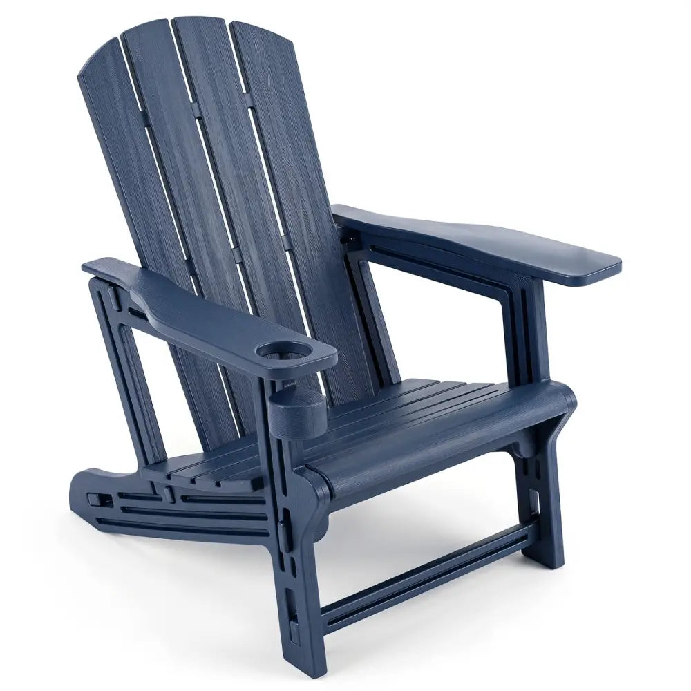 HDPE Adirondack Chairs with Realistic Wood Grain for Backyard Lawn-Blue - Blue - Adirondack Chairs