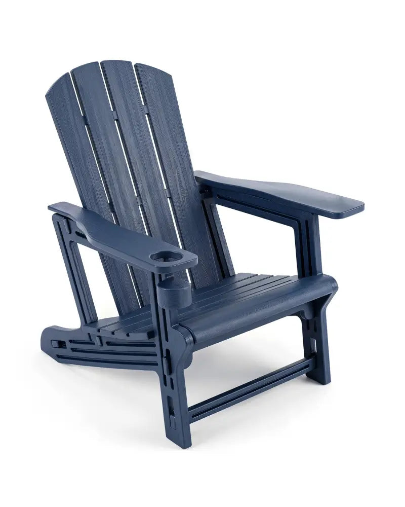 HDPE Adirondack Chairs with Realistic Wood Grain for Backyard Lawn-Blue - Blue - Adirondack Chairs