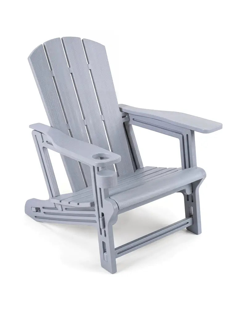 HDPE Adirondack Chairs with Realistic Wood Grain for Backyard Lawn-Gray - Gray - Adirondack Chairs