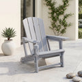 HDPE Adirondack Chairs with Realistic Wood Grain for Backyard Lawn-Gray - Gray - Adirondack Chairs