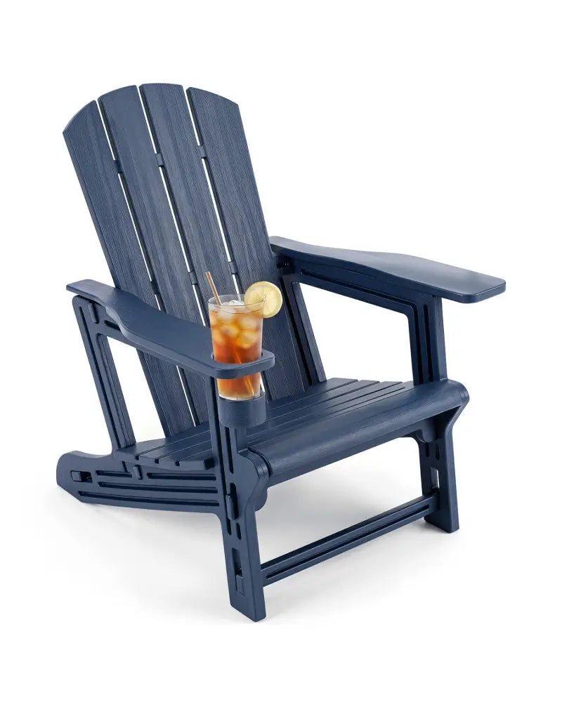 HDPE Adirondack Chairs with Realistic Wood Grain for Backyard Lawn-Blue - Blue - Adirondack Chairs