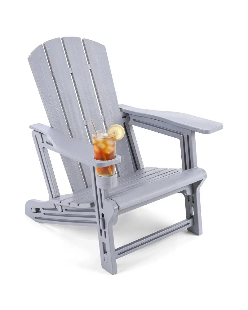 HDPE Adirondack Chairs with Realistic Wood Grain for Backyard Lawn-Gray - Gray - Adirondack Chairs