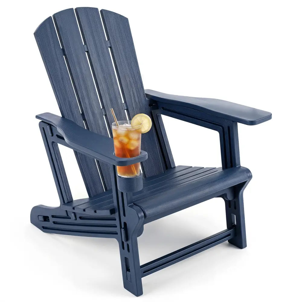 HDPE Adirondack Chairs with Realistic Wood Grain for Backyard Lawn-Blue - Blue - Adirondack Chairs