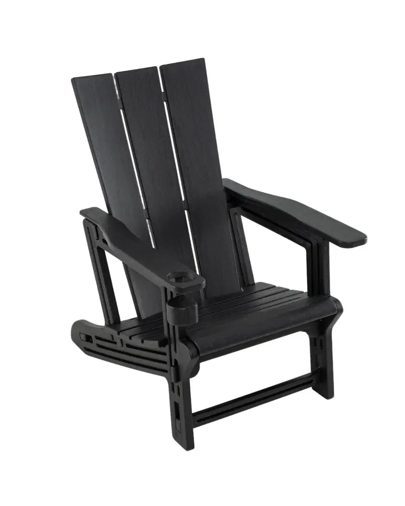 HDPE Outdoor Adirondack Chairs with Cup Holder-Black - Black - Adirondack Chairs