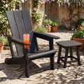 HDPE Outdoor Adirondack Chairs with Cup Holder-Black - Black - Adirondack Chairs