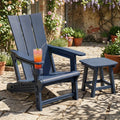 HDPE Outdoor Adirondack Chairs with Cup Holder-Blue - Blue - Adirondack Chairs